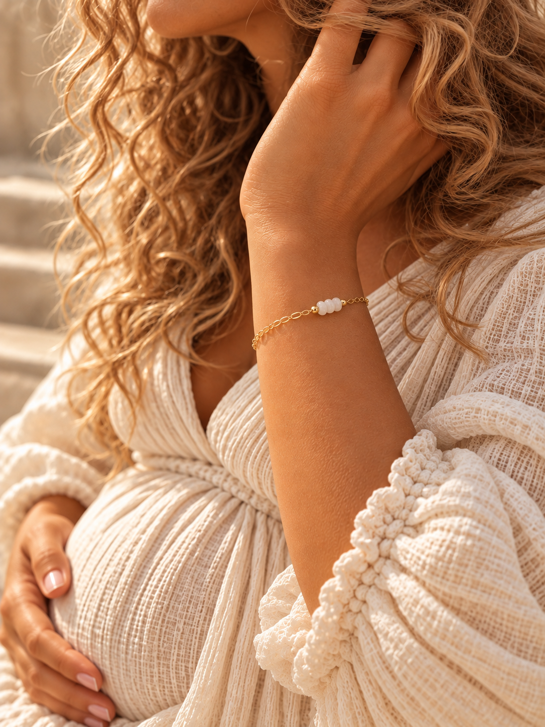 Wit agaat armband: een persoonlijk cadeau voor een mama-to-be