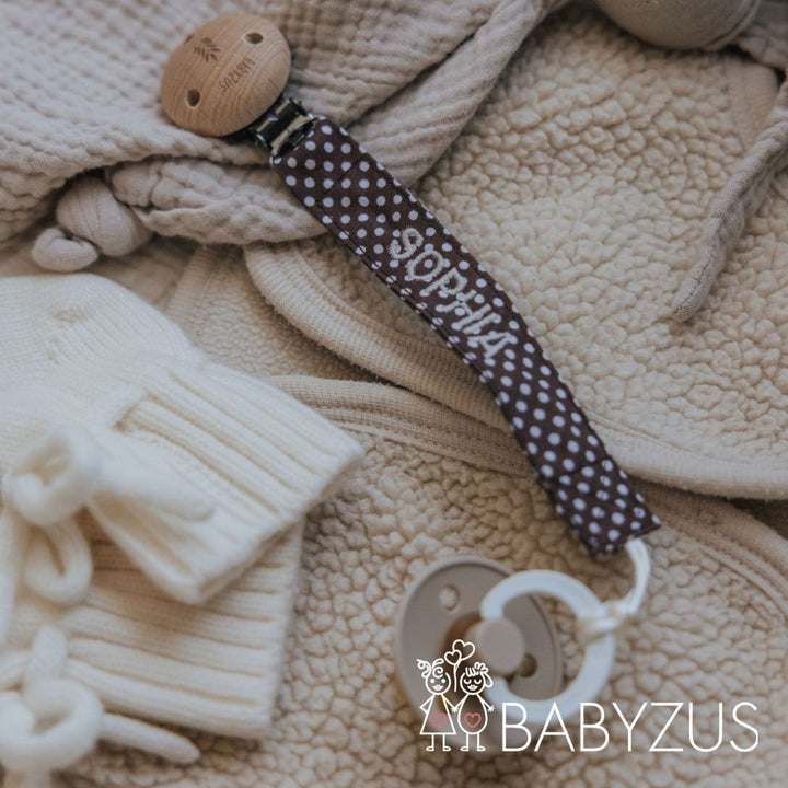 Speenkoord met naam | Paris Chic | Stip Bruin
