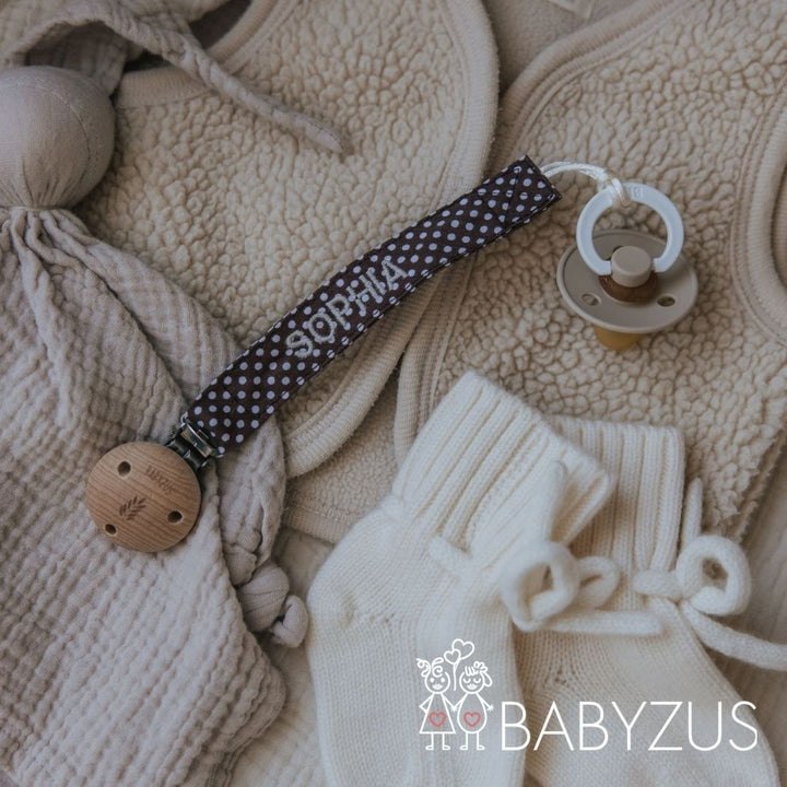 Speenkoord met naam | Paris Chic | Stip Bruin