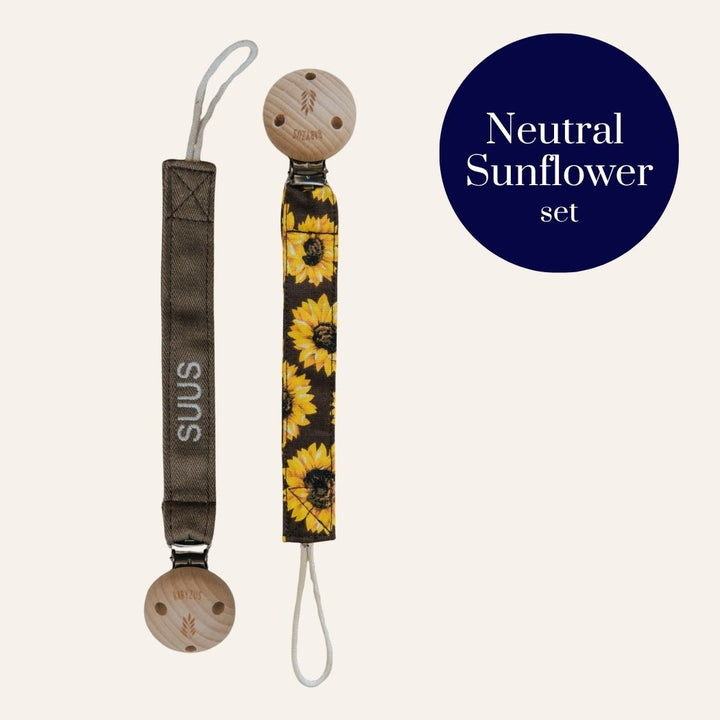 Speenkoord met naam | Neutral Sunflower set | Extra voordelig