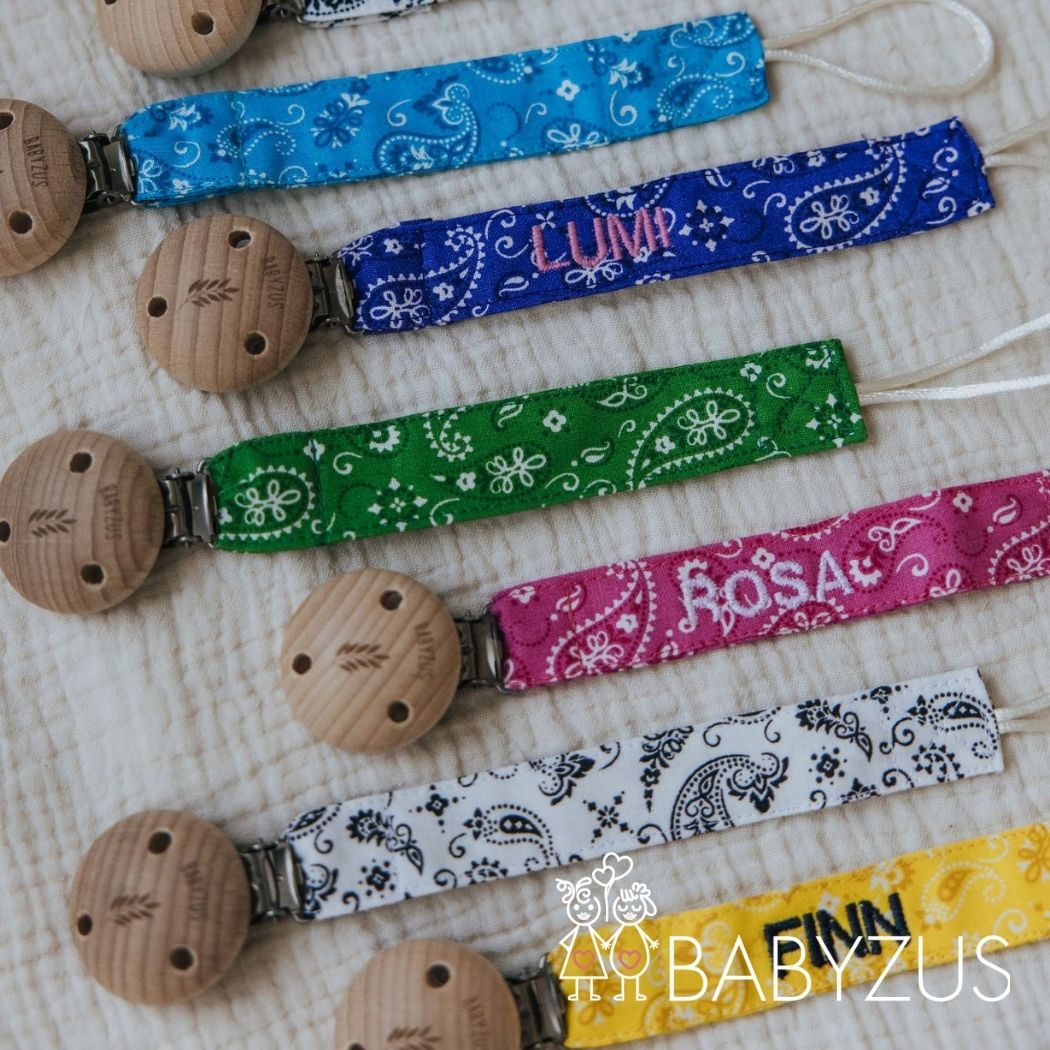 Speenkoord met naam | Groen Paisley Bandana