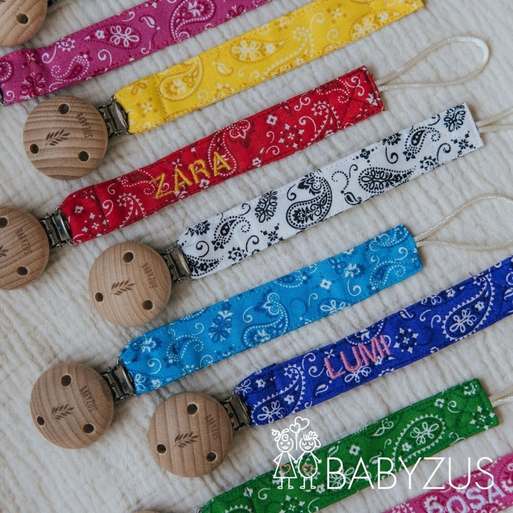 Speenkoord met naam | Groen Paisley Bandana