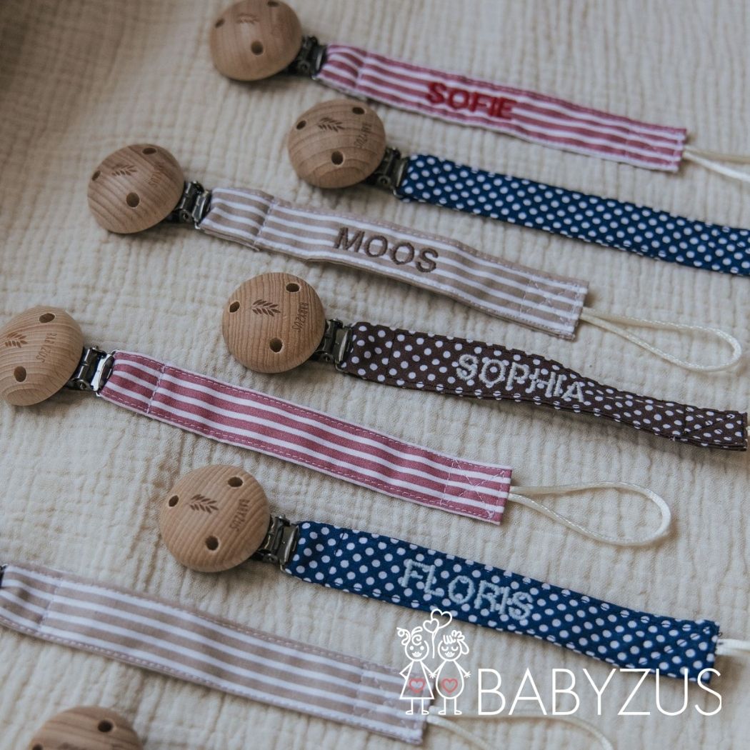 Speenkoord met naam | Paris Chic | Stippen Blauw