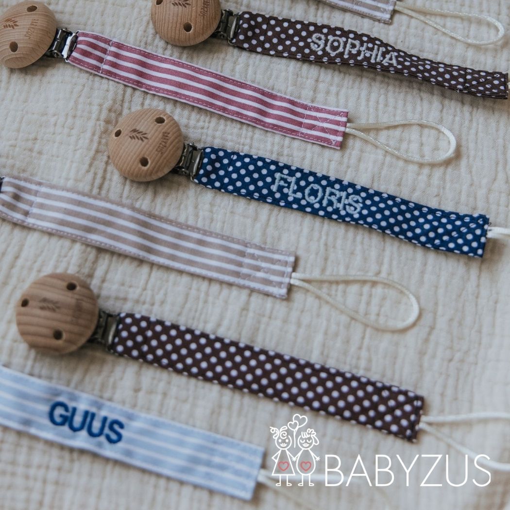Speenkoord met naam | Paris Chic | Streep Blauw