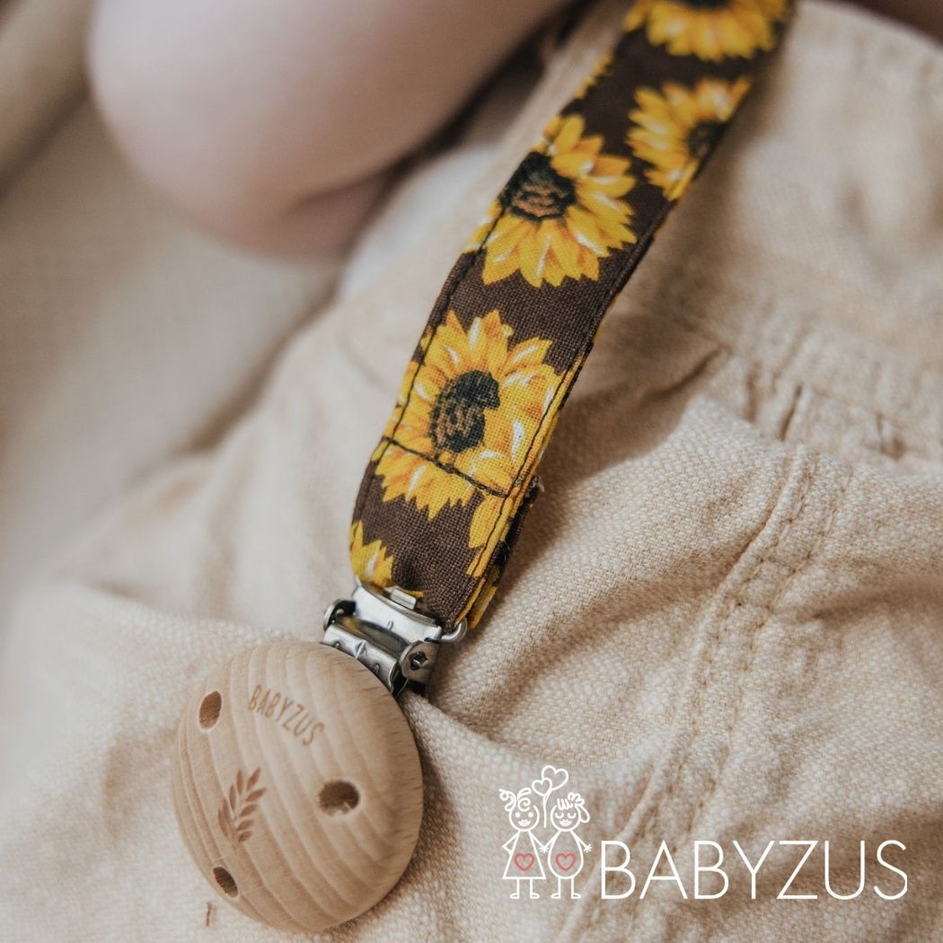 Speenkoord met naam | Neutral Sunflower set | Extra voordelig