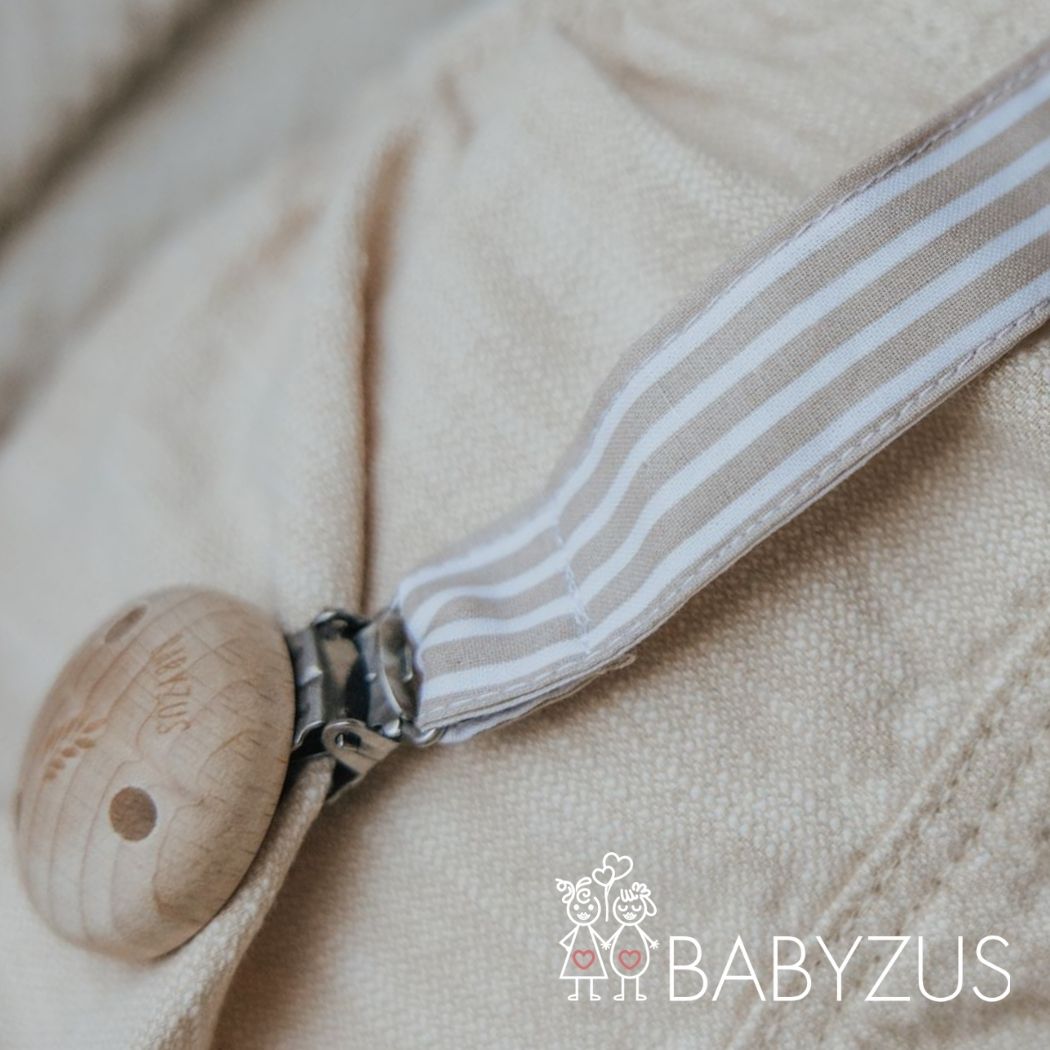 Speenkoord met naam | Paris Chic | Streep Beige