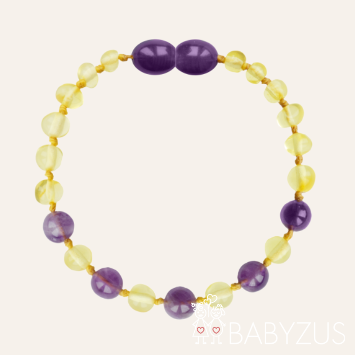 Amethist &amp; Barnsteen armband | Nachtrust - Doorkomende tandjes | 14cm