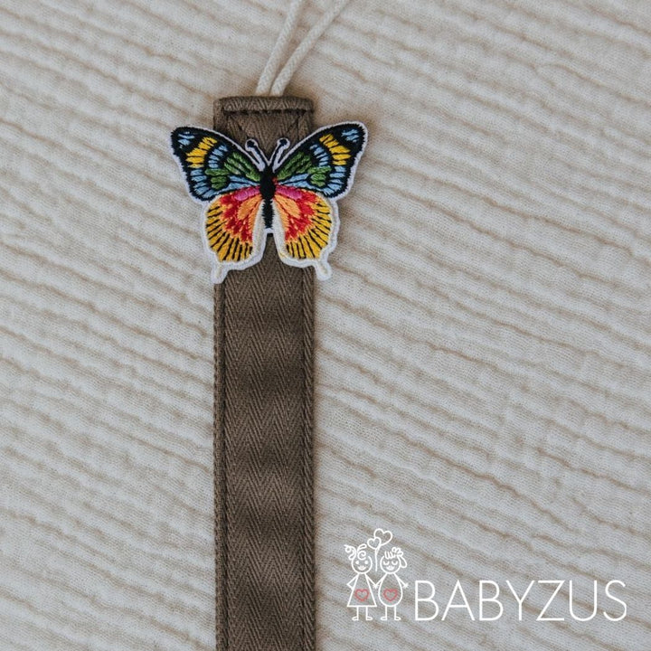 Speenkoord met naam - Bruin Vlinder | Patchwork