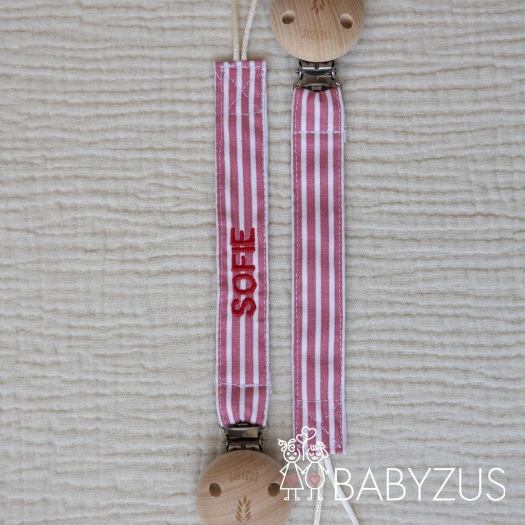 Speenkoord met naam | Paris Chic | Streep Rood