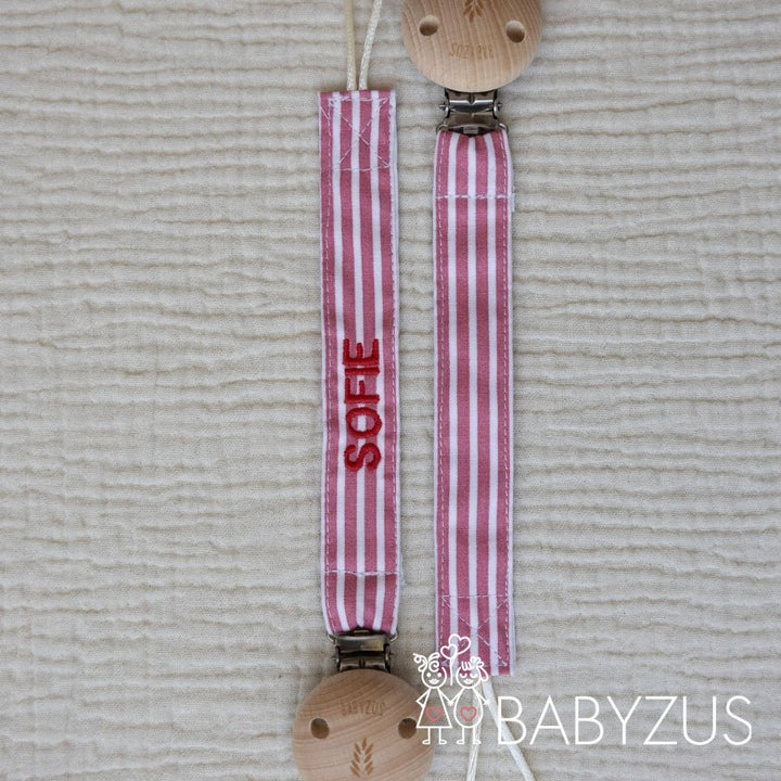 Speenkoord met naam | Paris Chic | Streep Rood