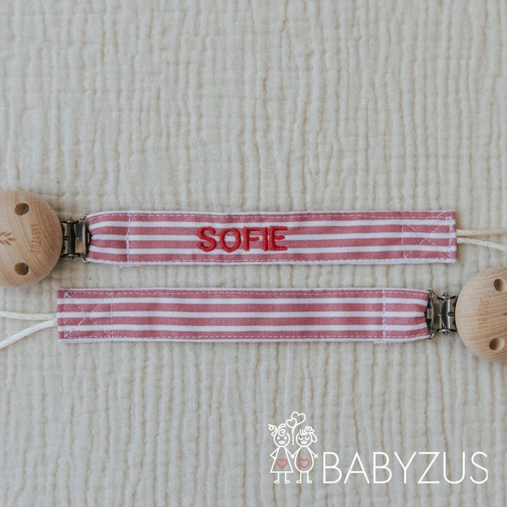 Speenkoord met naam | Paris Chic | Streep Rood